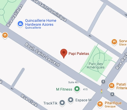 Plan avec la position de Papi Paletas